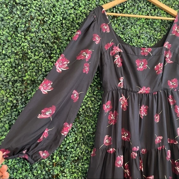 Nicholas Silk Floral Tiered Maxi Dress Black - Picture 3 of 10